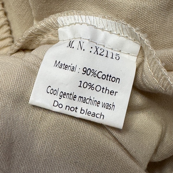 Beige wide leg elastic waist pants with pockets - Picture 4 of 4